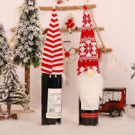 Christmas Santa Gnome Wine Champagne Bottle Cover Cap Party Dinner Ornament